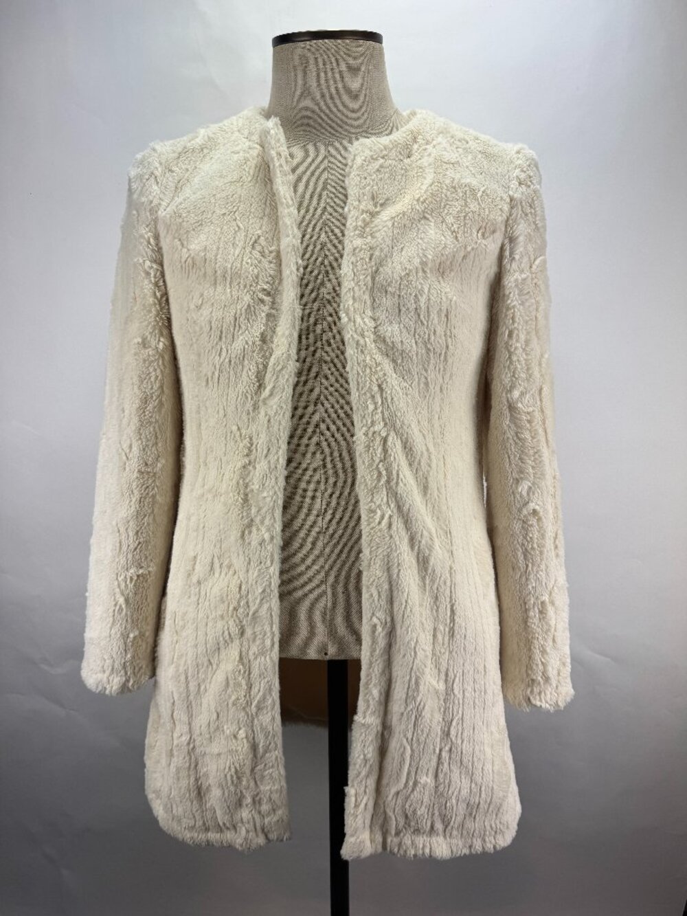 Paper Crown by Lauren Conrad Faux Fur Open Front Long Jacket Cream S